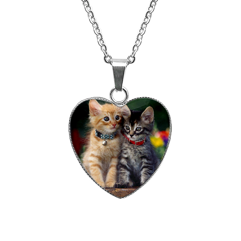 Огърлица с котешка висулка от неръждаема стомана, ръчна изработка, кръстова верига, висулка от 304 неръждаема стомана, тегло 12 g, винтидж стил