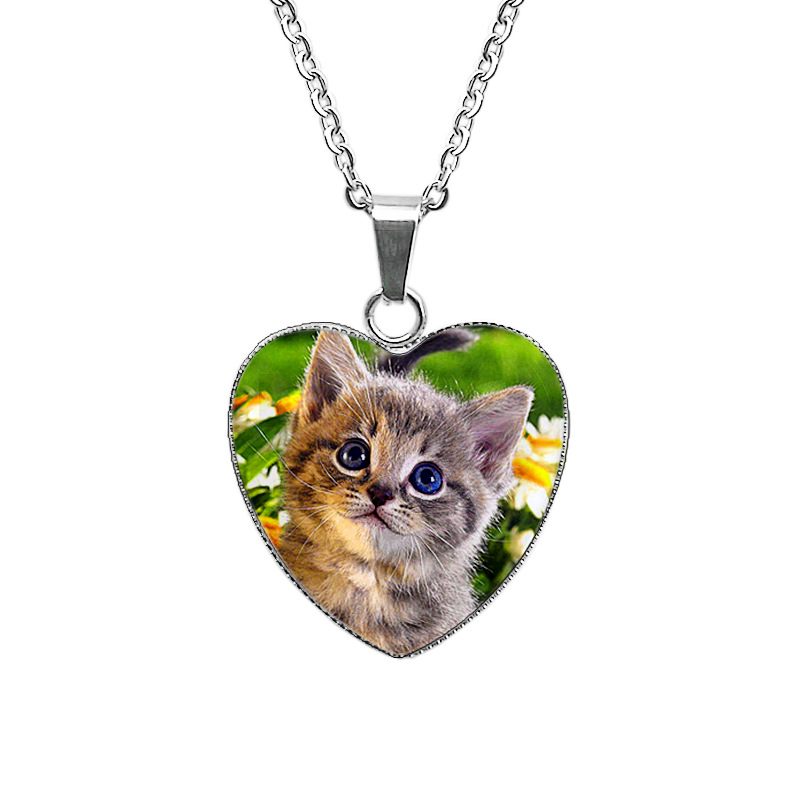 Огърлица с котешка висулка от неръждаема стомана, ръчна изработка, кръстова верига, висулка от 304 неръждаема стомана, тегло 12 g, винтидж стил