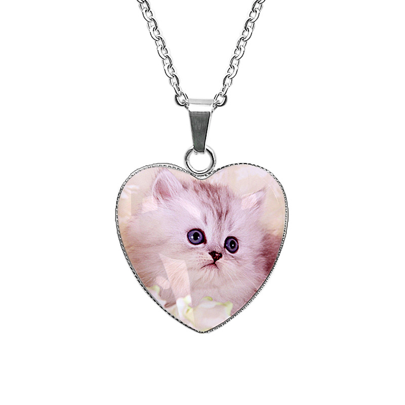 Огърлица с котешка висулка от неръждаема стомана, ръчна изработка, кръстова верига, висулка от 304 неръждаема стомана, тегло 12 g, винтидж стил