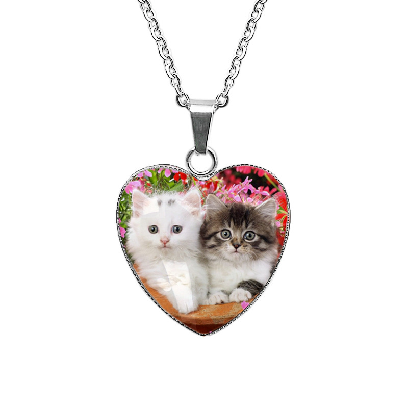 Огърлица с котешка висулка от неръждаема стомана, ръчна изработка, кръстова верига, висулка от 304 неръждаема стомана, тегло 12 g, винтидж стил