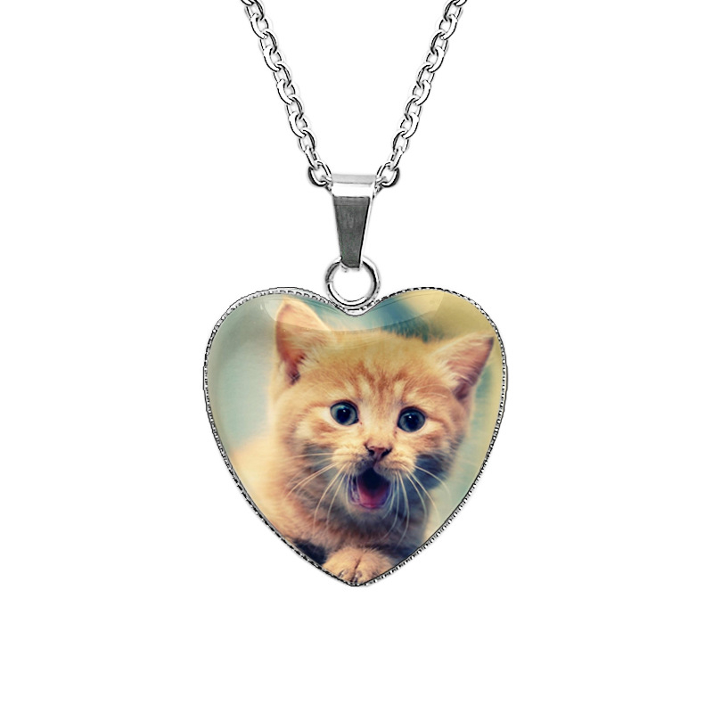 Огърлица с котешка висулка от неръждаема стомана, ръчна изработка, кръстова верига, висулка от 304 неръждаема стомана, тегло 12 g, винтидж стил