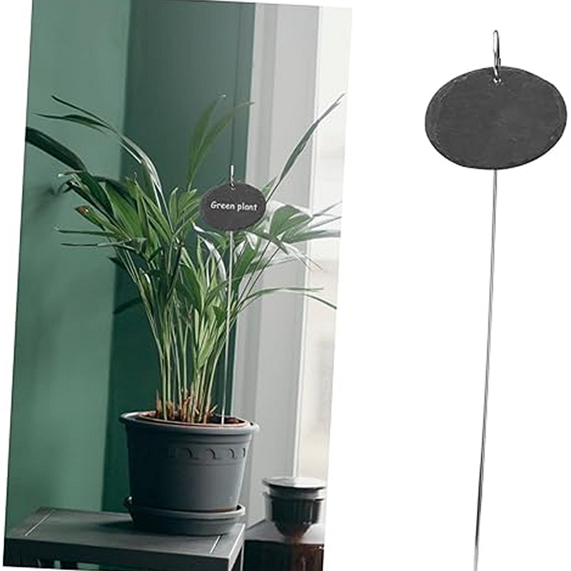 Etichete pentru plante din ardezie naturală cu sârmă din oțel inoxidabil; potrivite pentru flori, arbuști, legume și pomi fructiferi