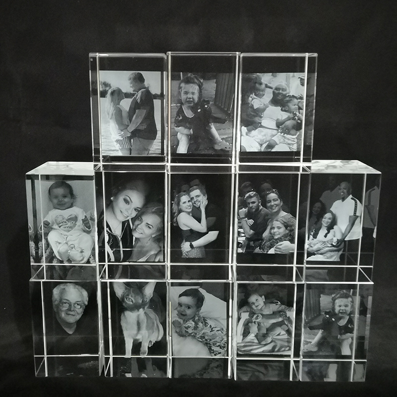 Egyedi kristály dísztárgy szív, kör és téglalap formában; fehér kristály; csiszolás; polírozás; testreszabható feldolgozás; ajándék doboz