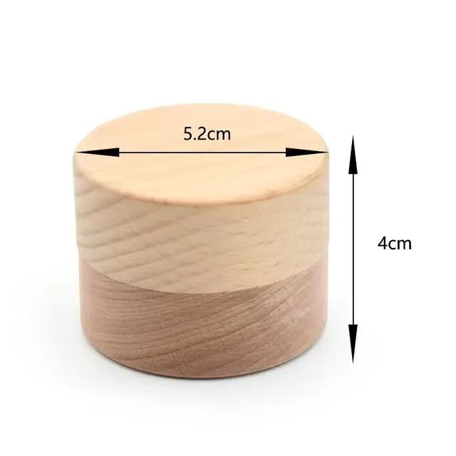 Bükkfa anyagú kör alakú asztali tároló doboz fedéllel, 1 literes kapacitás, modern stílus