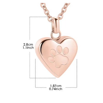 Širdies formos titano plieno kaklo papuošalas gyvūno atminimui su atidaromu kvepalų buteliuku, poliruota apdaila