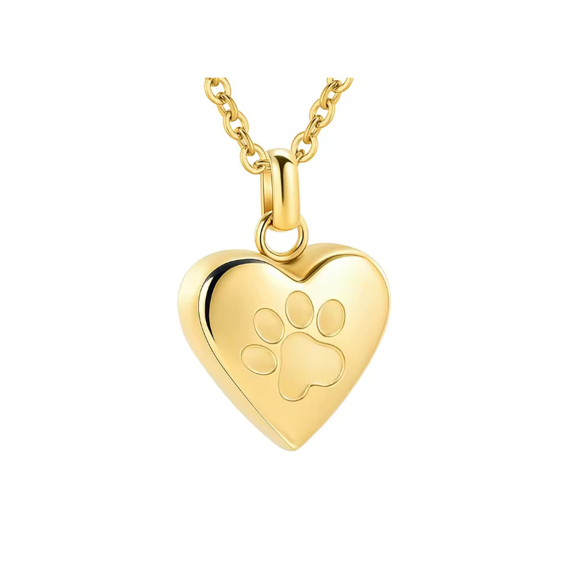 Širdies formos titano plieno kaklo papuošalas gyvūno atminimui su atidaromu kvepalų buteliuku, poliruota apdaila