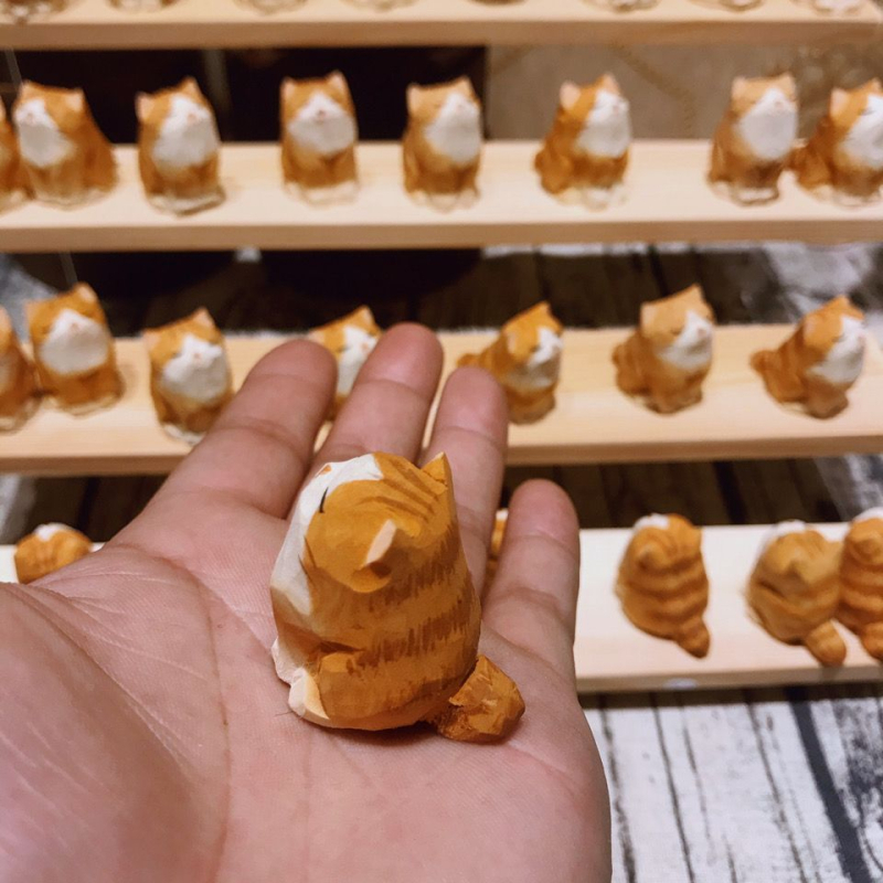 Χειροποίητη φιγούρα γάτας από πεύκο, ξύλινο γλυπτό, νέος κινέζικος στυλ, διακοσμητικό αντικείμενο, δώρο γενεθλίων για συμμαθητή