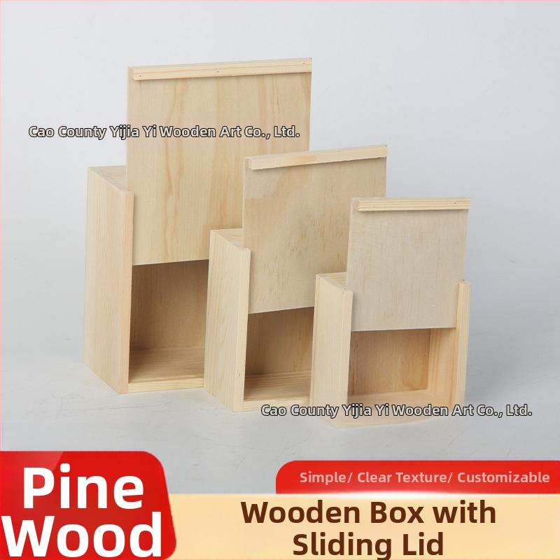 Kvadrātveida koka kastīte ar izvelkamu vāku rotaslietām un pulksteņiem – dabiska koks, logotipa druka pieejama