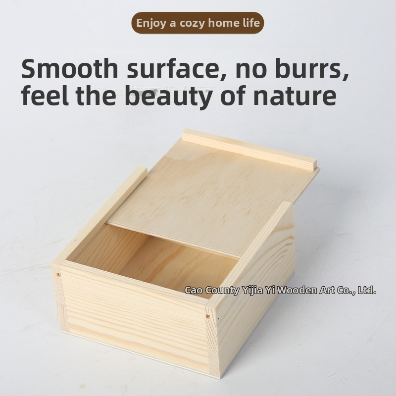 Квадратна дървена кутия за бижута и часовници с издърпващ се капак – естествено дърво, възможност за печат на лого
