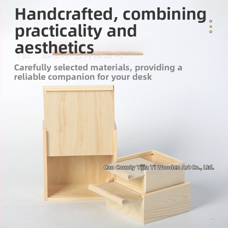 Квадратна дървена кутия за бижута и часовници с издърпващ се капак – естествено дърво, възможност за печат на лого