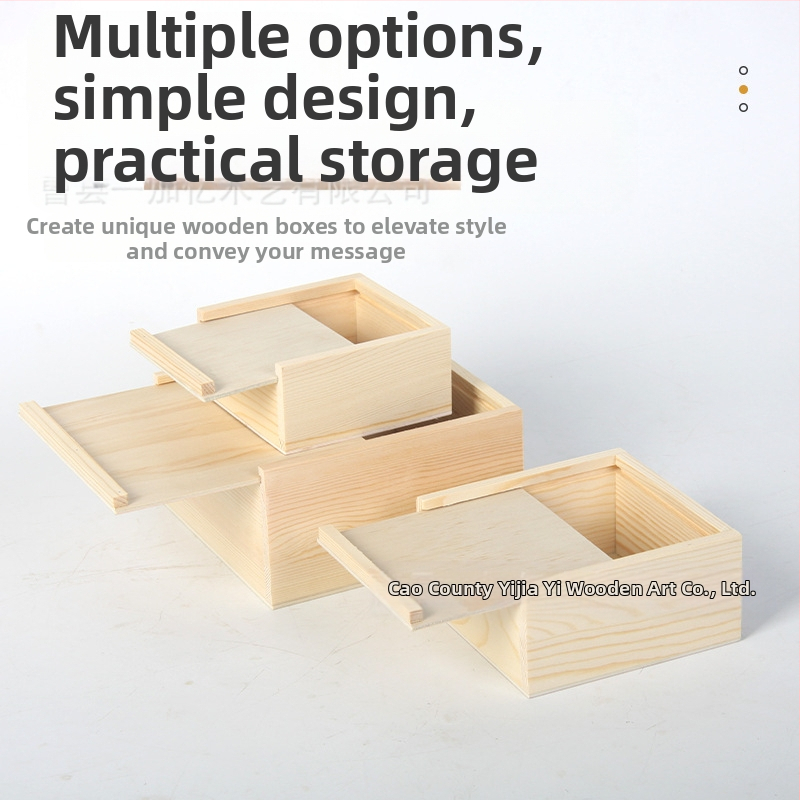 Квадратна дървена кутия за бижута и часовници с издърпващ се капак – естествено дърво, възможност за печат на лого