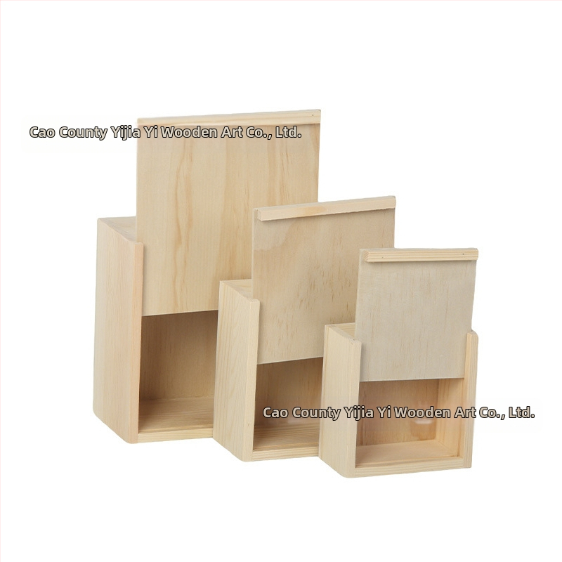 Квадратна дървена кутия за бижута и часовници с издърпващ се капак – естествено дърво, възможност за печат на лого