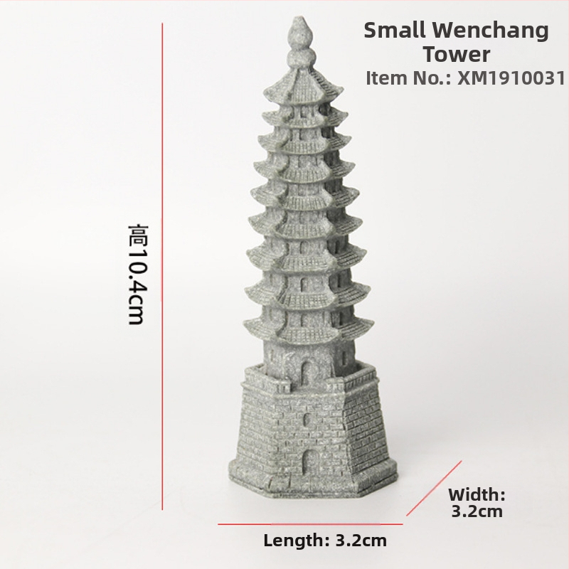 Μίνι άγαλμα Βούδα για ενυδρείο, διακοσμητικό πέτρινο Βούδα με Wenchang Pavilion, διακόσμηση βραχώδους κήπου