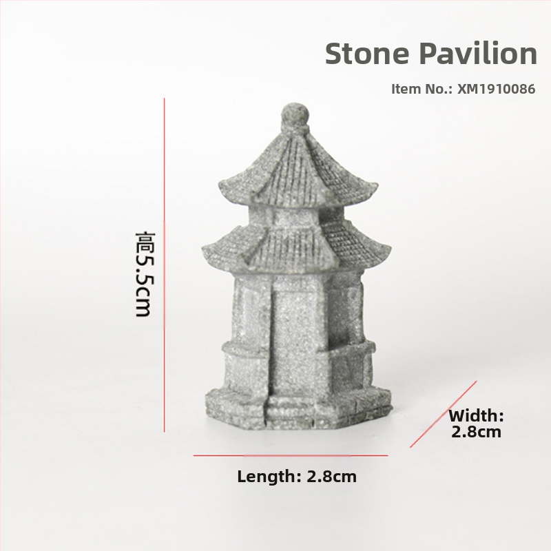 Μίνι άγαλμα Βούδα για ενυδρείο, διακοσμητικό πέτρινο Βούδα με Wenchang Pavilion, διακόσμηση βραχώδους κήπου