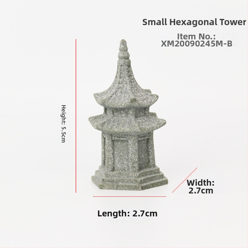 Μίνι άγαλμα Βούδα για ενυδρείο, διακοσμητικό πέτρινο Βούδα με Wenchang Pavilion, διακόσμηση βραχώδους κήπου