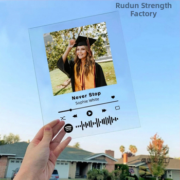 Акрилна музикална нощна лампа с фоторамка, дървена основа, модел YYDP, модерен минималистичен стил