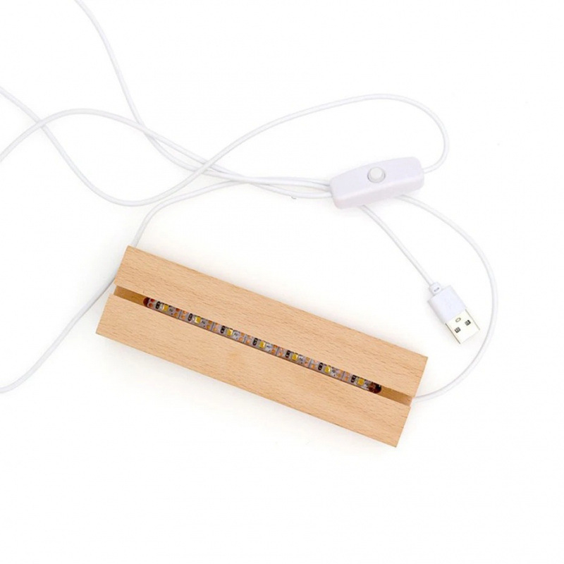 Акрилна музикална нощна лампа с фоторамка, дървена основа, модел YYDP, модерен минималистичен стил