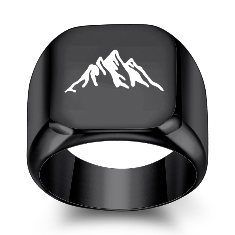 Пръстен от титаниева стомана, квадратна форма, планински модел, мъжки ретро-пънк стил