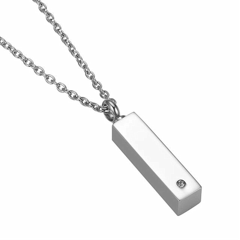 Atmiņas kulons-urnas kulons mājdzīvnieka matu piemiņai no titāna tērauda — kvadrātveida ģeometrisks dizains, universāls, elektroplēšana, pielāgojama