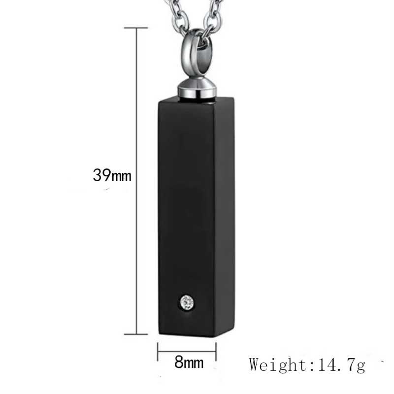 Atmiņas kulons-urnas kulons mājdzīvnieka matu piemiņai no titāna tērauda — kvadrātveida ģeometrisks dizains, universāls, elektroplēšana, pielāgojama