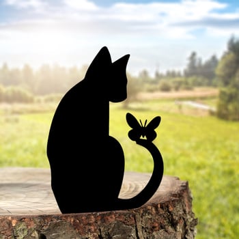 Kovácsoltvas macska kertdísz - modern minimalista stílus (Anyag: Vas; Márka: Yiwo; Kategória: Állatok; Alkalmazási terület: Kert; Stílus: Modern minimalizmus)