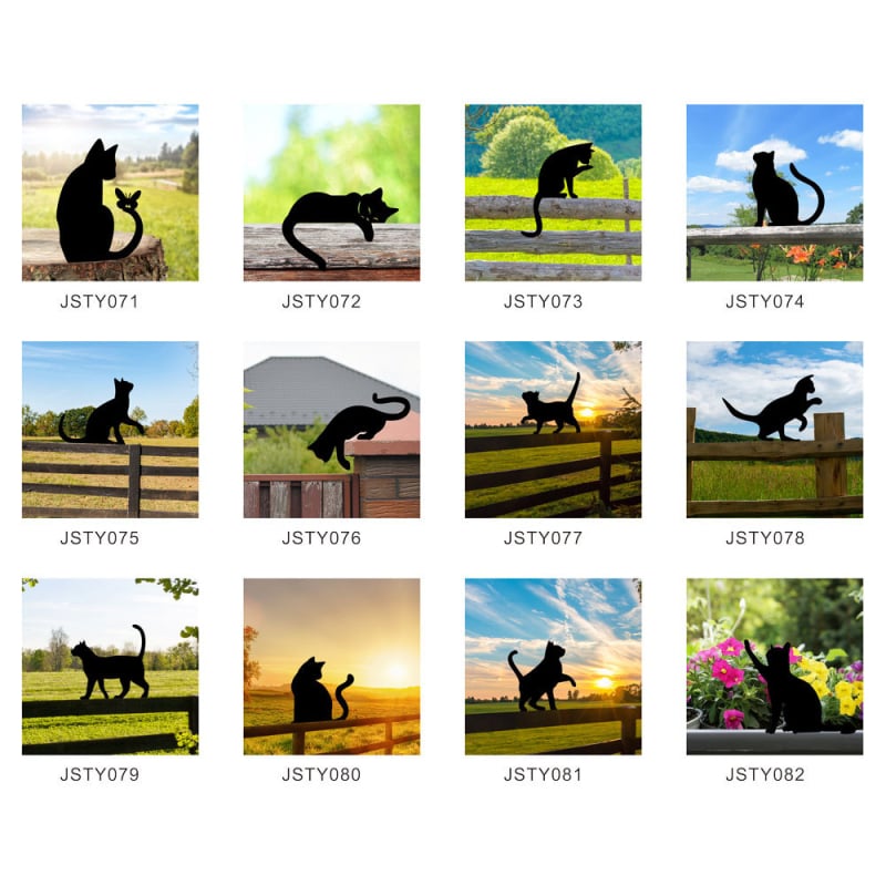 Kovácsoltvas macska kertdísz - modern minimalista stílus (Anyag: Vas; Márka: Yiwo; Kategória: Állatok; Alkalmazási terület: Kert; Stílus: Modern minimalizmus)