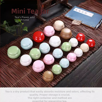 Zománc kerámia tárolóedény, többfunkciós tea- és kozmetikai tárolásra, lezárható, Lanxing Ceramics, modern letisztult stílus, testreszabható minta