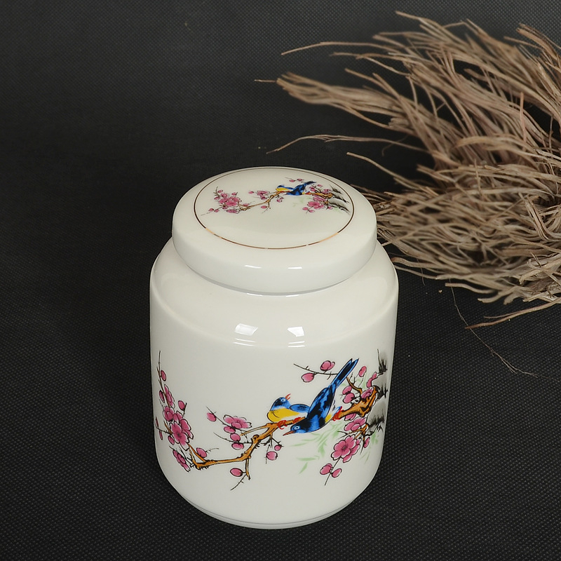 Kerámiás teatároló kanna festett glazúrral, Shangwan ceramics, tájkép virág minta, hermetikus teátároló edény