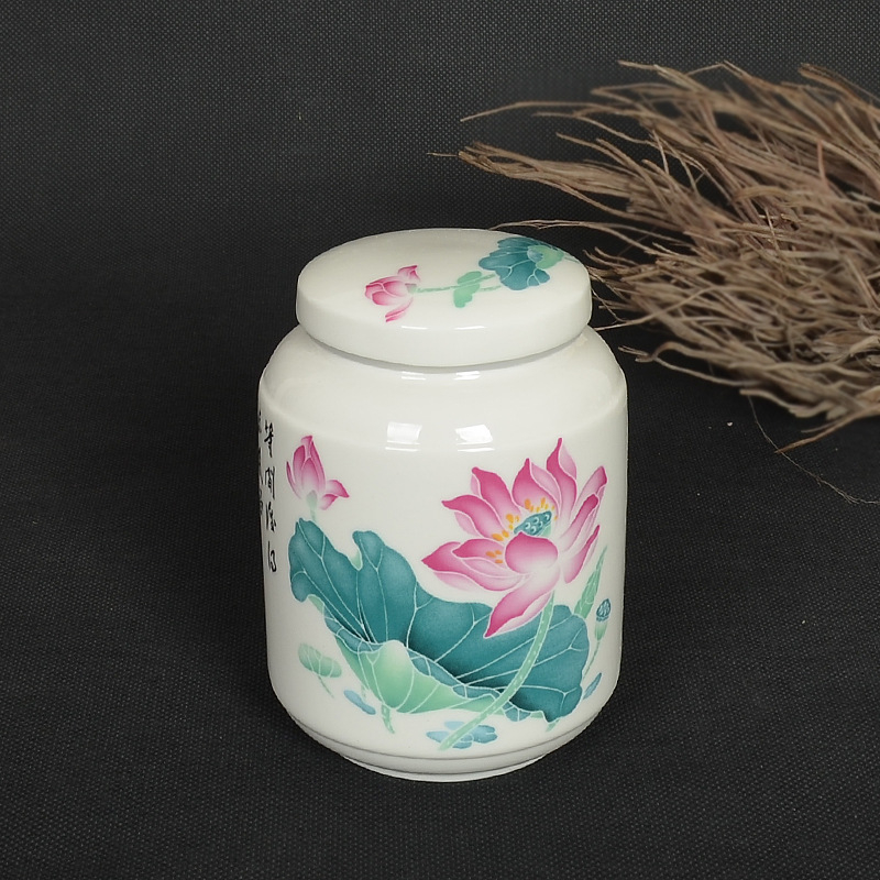 Kerámiás teatároló kanna festett glazúrral, Shangwan ceramics, tájkép virág minta, hermetikus teátároló edény