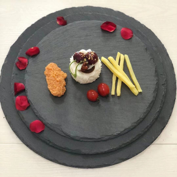 Πιάτο από σχιστόλιθο, κυκλικό, μοντέρνο μινιμαλιστικό στυλ; δυνατότητα εκτύπωσης λογότυπου και προσαρμογής