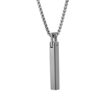 Vyrų volframo plieno kaklo papuošalas su geometrine pakabuku ir nerūdijančio plieno grandine