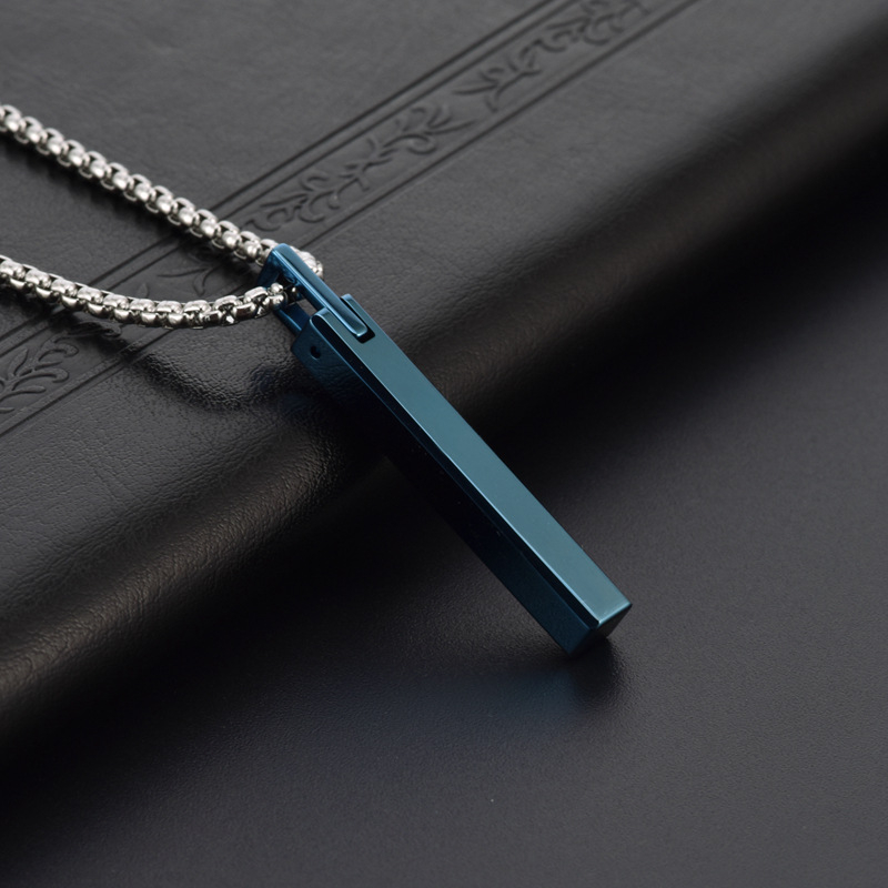 Vyrų volframo plieno kaklo papuošalas su geometrine pakabuku ir nerūdijančio plieno grandine