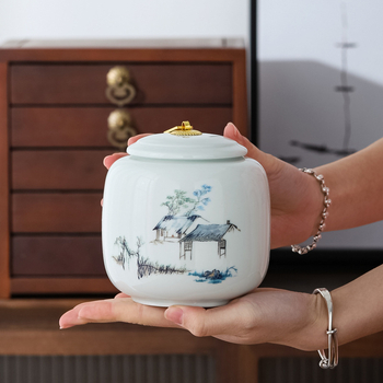 Κεραμικό δοχείο τσαγιού με γυαλιστική επικάλυψη, The Way of Porcelain, Νέος κινεζικός στυλ, Σχέδιο Τοπίο
