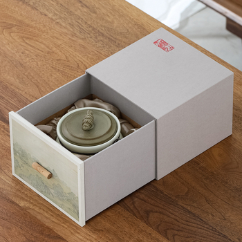 Κεραμικό δοχείο τσαγιού με γυαλιστική επικάλυψη, The Way of Porcelain, Νέος κινεζικός στυλ, Σχέδιο Τοπίο