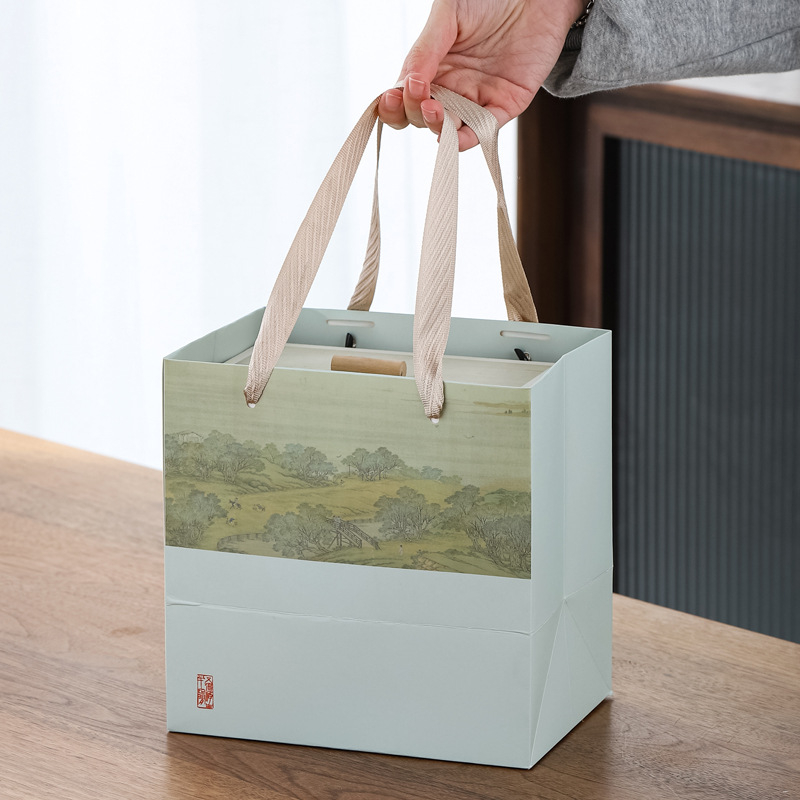 Kerámiás teás edény overglaze felülettel, The Way of Porcelain, Új kínai stílus, Táj mintázat