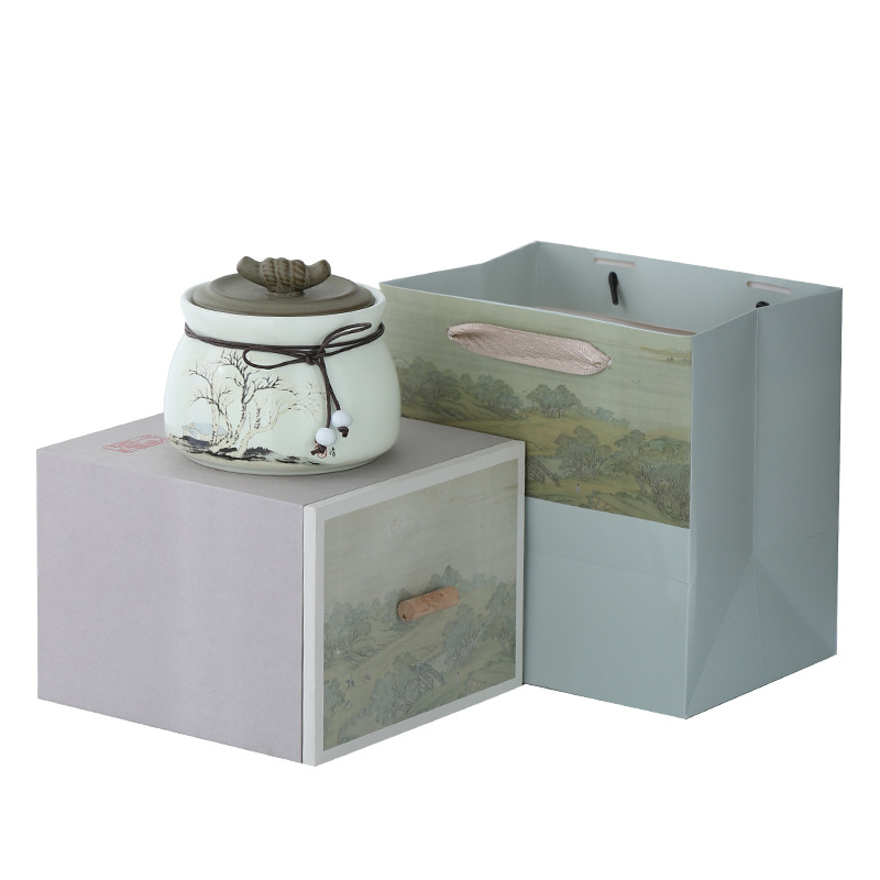 Kerámiás teás edény overglaze felülettel, The Way of Porcelain, Új kínai stílus, Táj mintázat