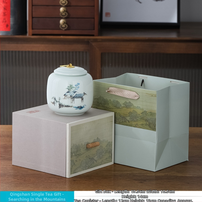 Kerámiás teás edény overglaze felülettel, The Way of Porcelain, Új kínai stílus, Táj mintázat