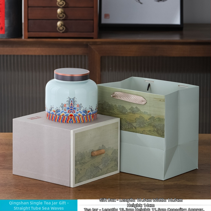 Kerámiás teás edény overglaze felülettel, The Way of Porcelain, Új kínai stílus, Táj mintázat