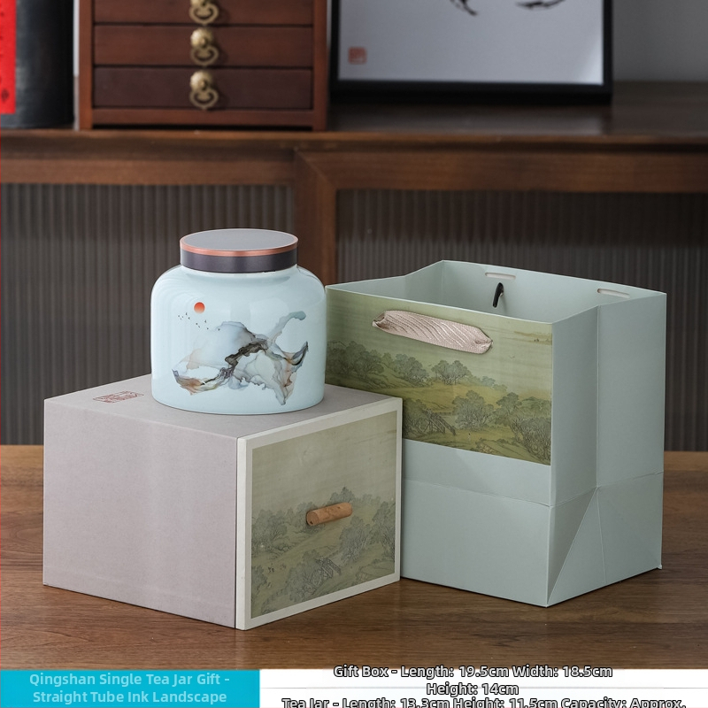 Kerámiás teás edény overglaze felülettel, The Way of Porcelain, Új kínai stílus, Táj mintázat