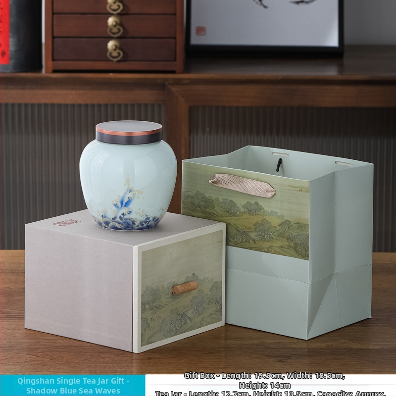 Kerámiás teás edény overglaze felülettel, The Way of Porcelain, Új kínai stílus, Táj mintázat