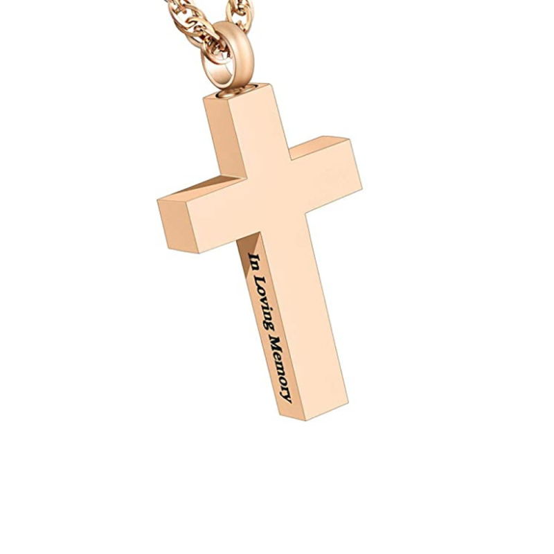 Metalo geometrinio kryžiaus urnos pakabukas, kremavimo papuošalas, elektroplatinavimas