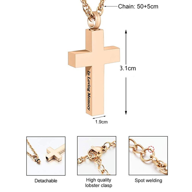 Metalo geometrinio kryžiaus urnos pakabukas, kremavimo papuošalas, elektroplatinavimas