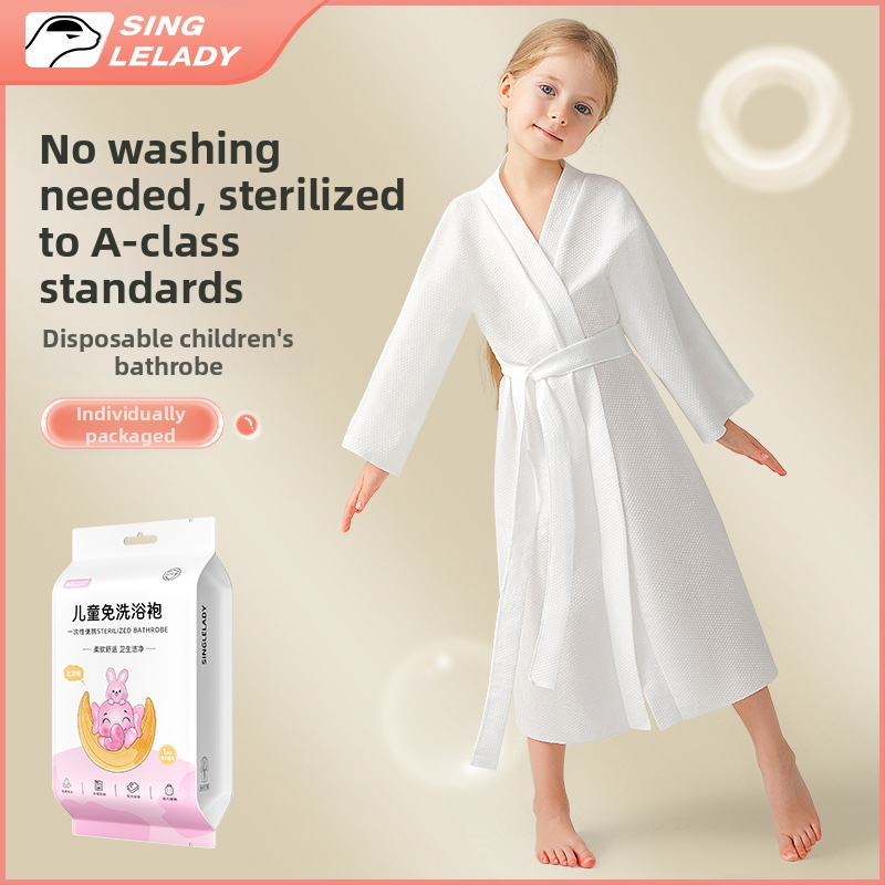 Shock Vaikų vienkartinis vonios chalatas ir rankšluostis, neaustas audinys, 95% poliesteris, greitas džiūvimas, sugeria, unisex, rudens sezonai