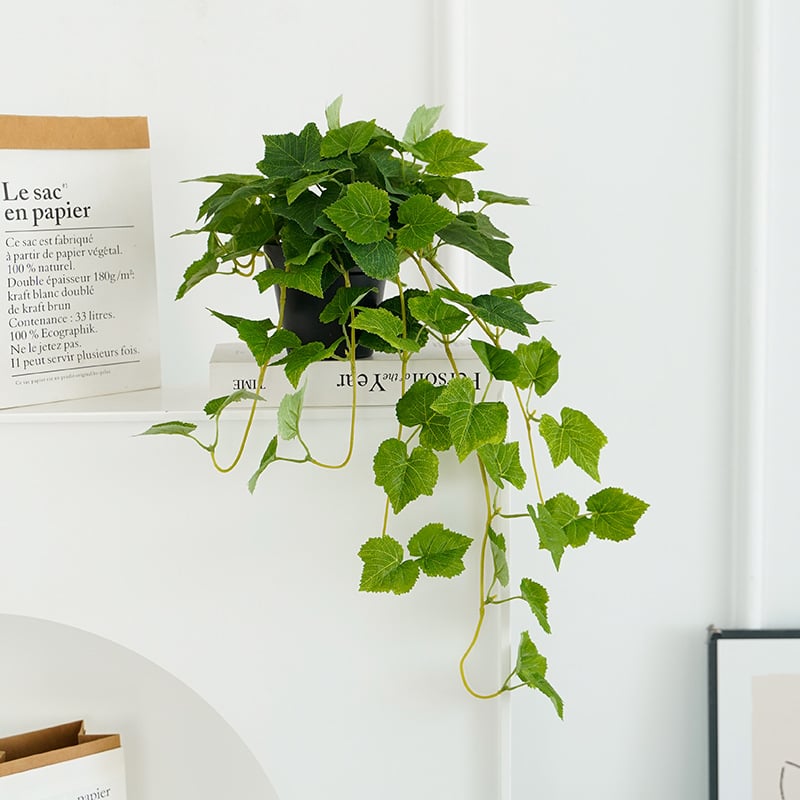 Delison cserepes növény szatén virágokkal – mesterséges zöld növény észak-stílusú otthoni dekorációhoz