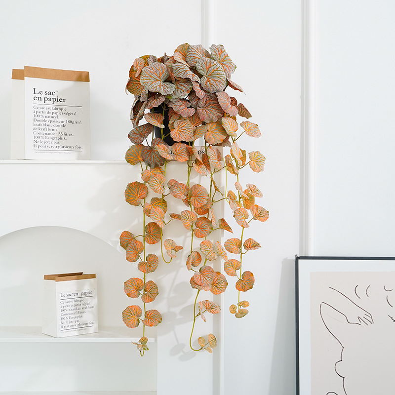 Delison cserepes növény szatén virágokkal – mesterséges zöld növény észak-stílusú otthoni dekorációhoz