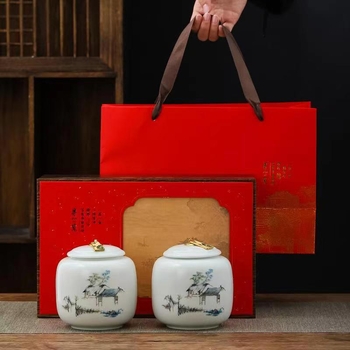 Keraaminiai arbatos skardinės dovaninėje dėžutėje, atsparios drėgmei, uždarytos, su įmonės logotipu spausdinta, 12 vnt