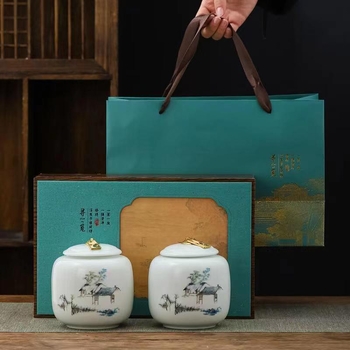 Keraaminiai arbatos skardinės dovaninėje dėžutėje, atsparios drėgmei, uždarytos, su įmonės logotipu spausdinta, 12 vnt