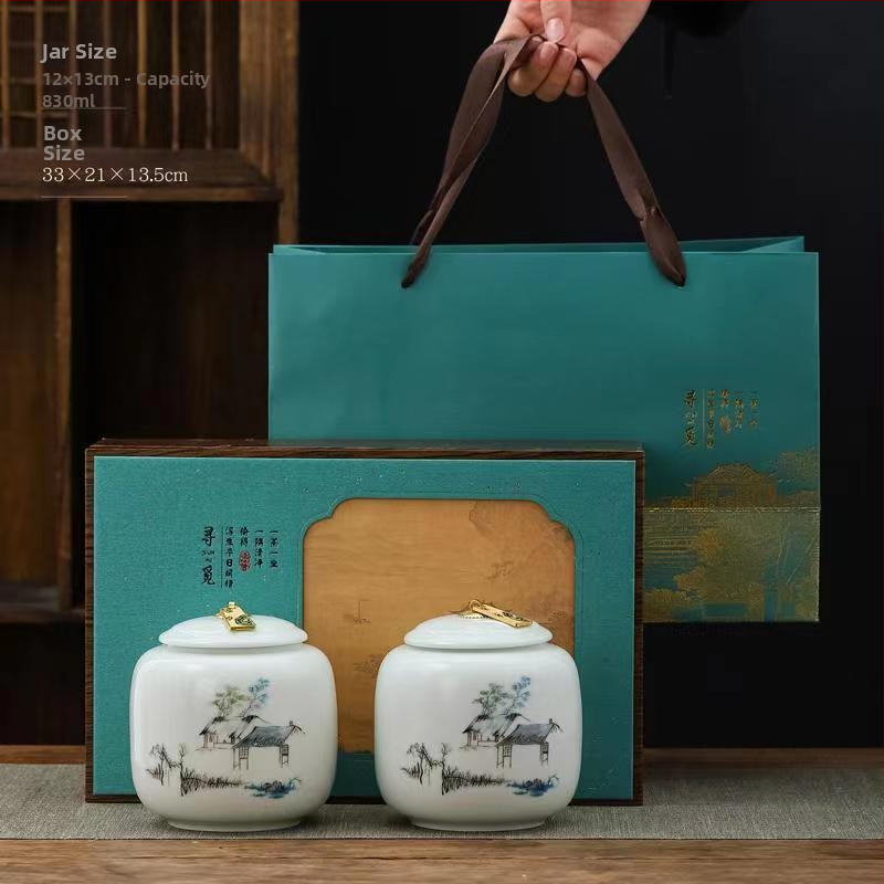 Keraaminiai arbatos skardinės dovaninėje dėžutėje, atsparios drėgmei, uždarytos, su įmonės logotipu spausdinta, 12 vnt