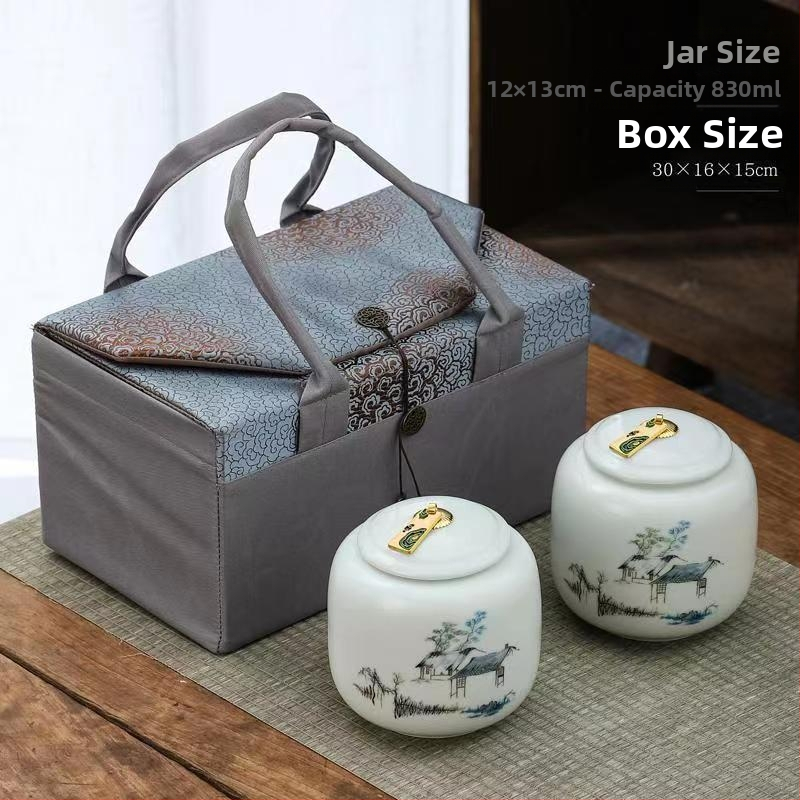 Keraaminiai arbatos skardinės dovaninėje dėžutėje, atsparios drėgmei, uždarytos, su įmonės logotipu spausdinta, 12 vnt