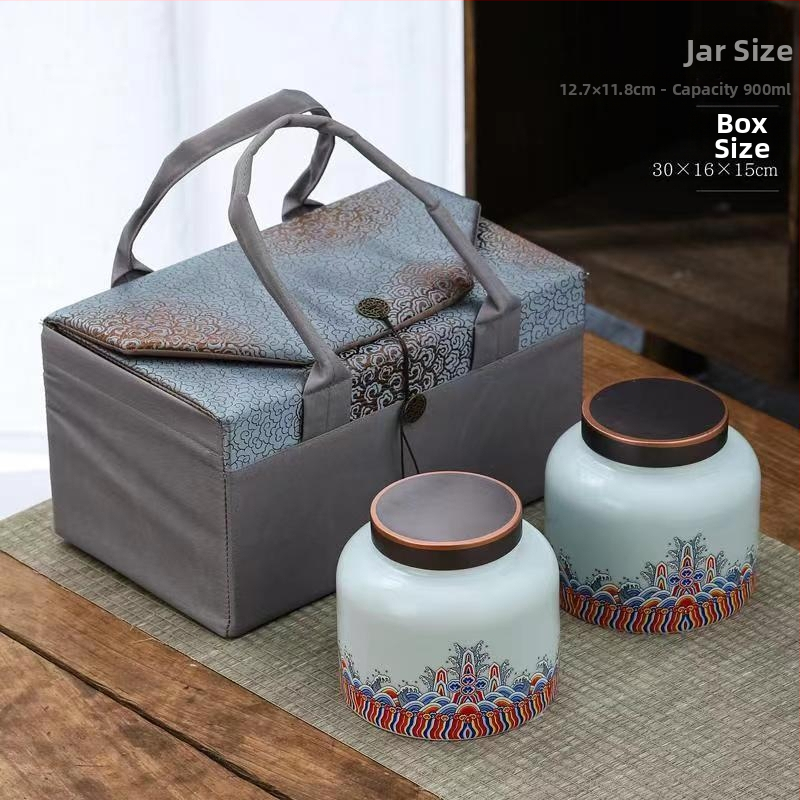 Keraaminiai arbatos skardinės dovaninėje dėžutėje, atsparios drėgmei, uždarytos, su įmonės logotipu spausdinta, 12 vnt